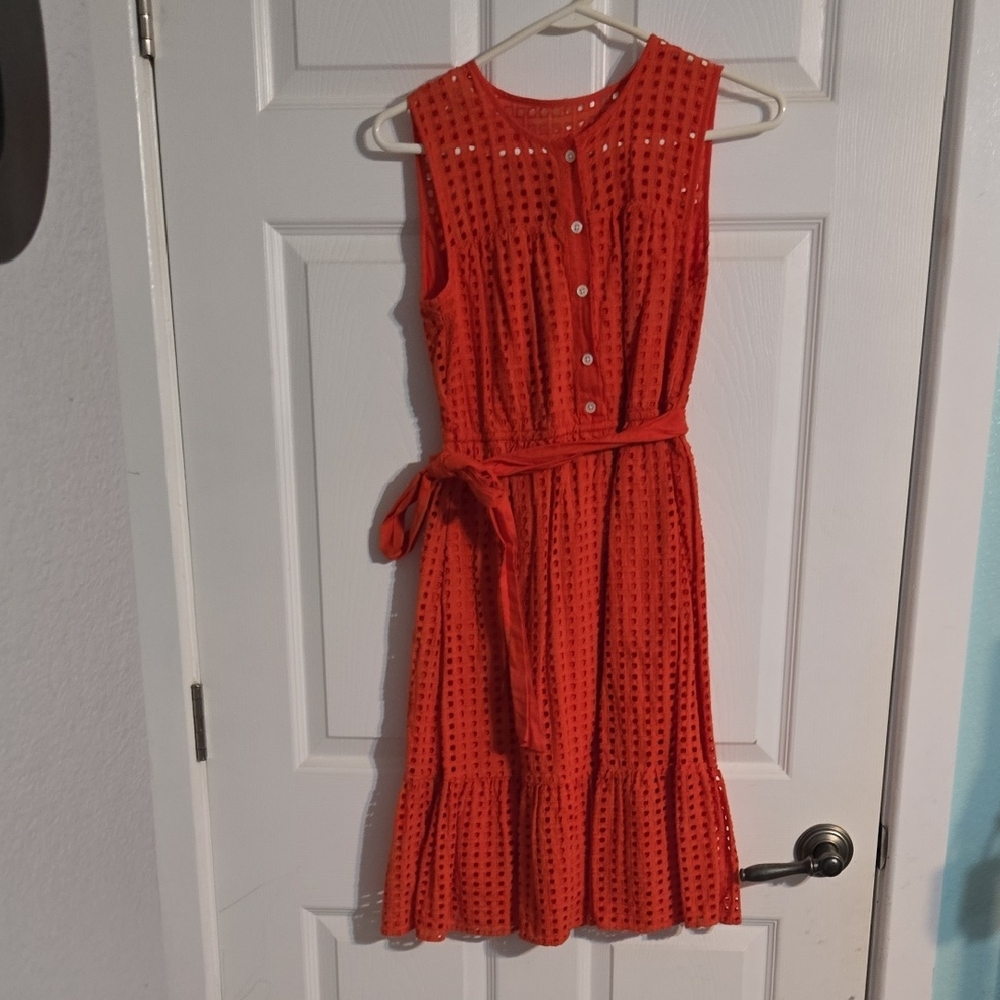 J. Crew Vibrant Orange Eyelet Dress